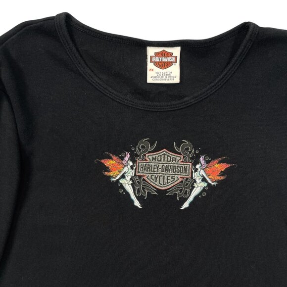 Harley Davidson Long Sleeve Double Sided Biker Motorcycle Shirt Top Women's 2XL - Picture 4 of 9